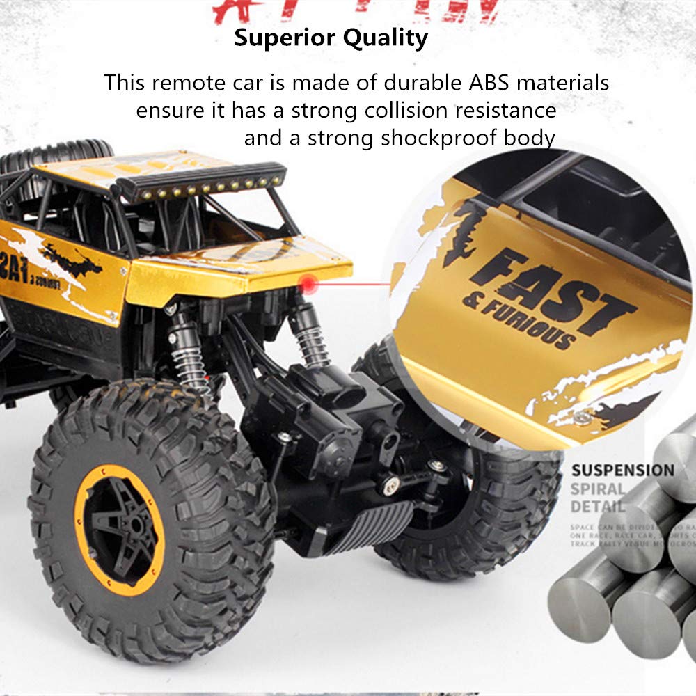 Cherry RC Car 2.4Ghz 4WD Rock Crawlers Remote Racing Truck Toy 1:16 Rechargeable Off-Road Vehicle High Speed RC Buggy Race, Gift for Kids and Adults