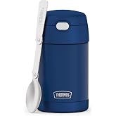 THERMOS FUNTAINER Food Jar with Spoon, 16oz, Navy | Kid-Friendly Stainless Steel Insulated Food Container, Keeps Food Hot or Cold Longer for School &amp; Play, BPA Free