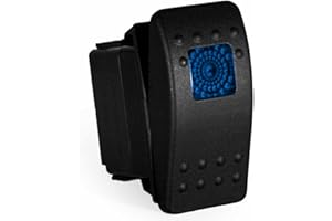 Contura II Carling Rocker Switch - Illuminated Blue - V1D1, SPST, 3 terminals, Sealed, Waterproof, dusproof (Blue)