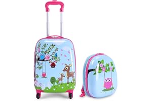 JUBOO SPSUPE Kids' Cute Cartoon Pattern Travel Trolley, Multicolor
