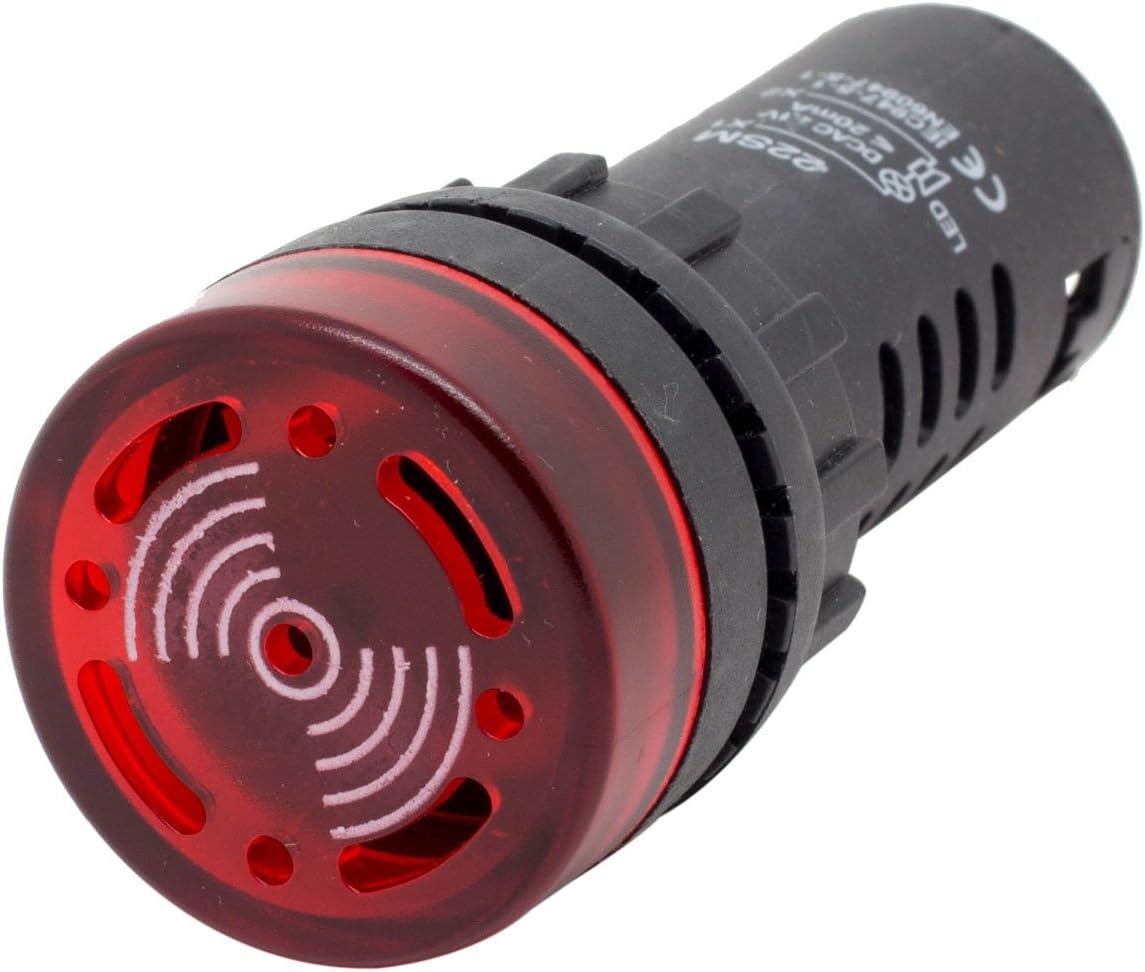 22mm 220V AC LED Flashing Buzzer Pilot Panel Indicator Light (Red)