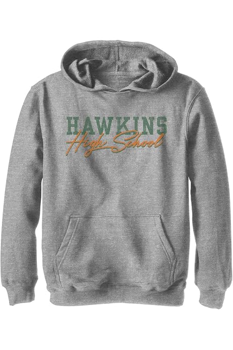 Amazon.com: Netflix unisex child Stranger Things Camo Logo Youth Pullover  novelty hoodies, Athletic Heather, Small US : Clothing, Shoes u0026 Jewelry