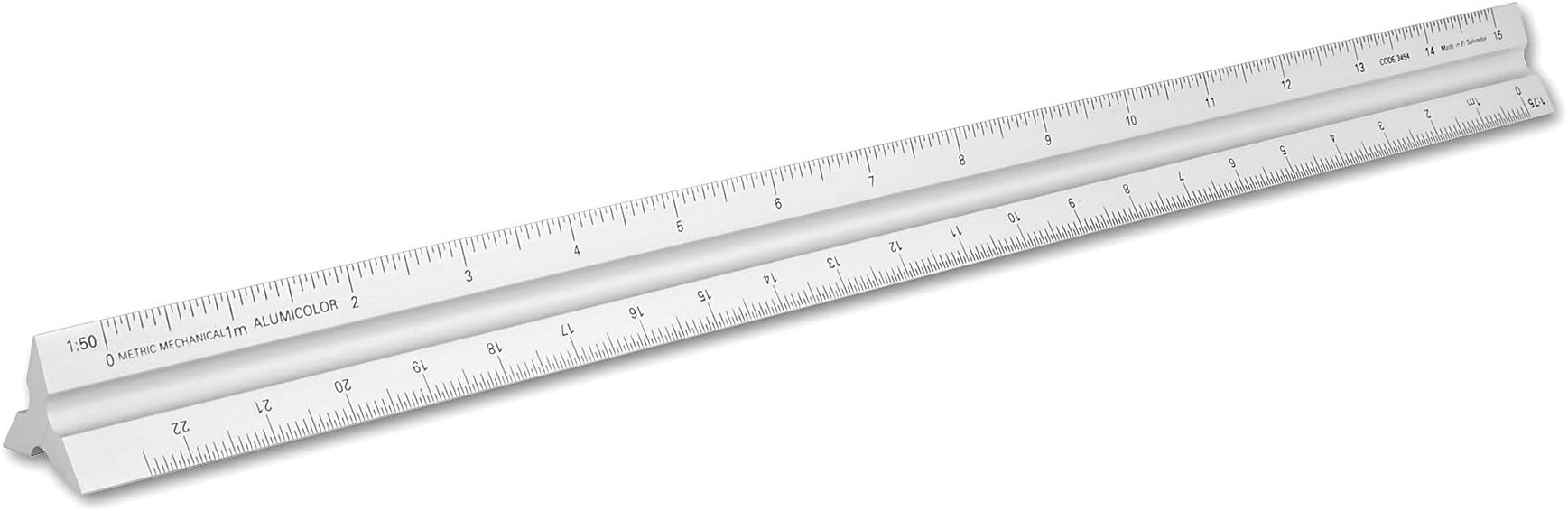 Alumicolor Aluminum Mechanical Metric Solid Drafting Scale, 30 cm, Silver