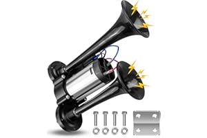 BOQNZN 600DB Air Horn Dual Trumpets, Super Loud Car Electric Horn Kit with Air Compressor, for Any 12V Car Motorcycle SUV Truck Boat Train