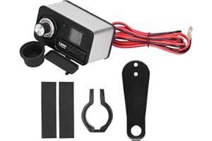 Aramox DC12V Motorcycle Cigarette Lighter 5V 3.0A Dual USB Power Socket Outlet QC 3.0 Fast Dustproof Waterproof Silver