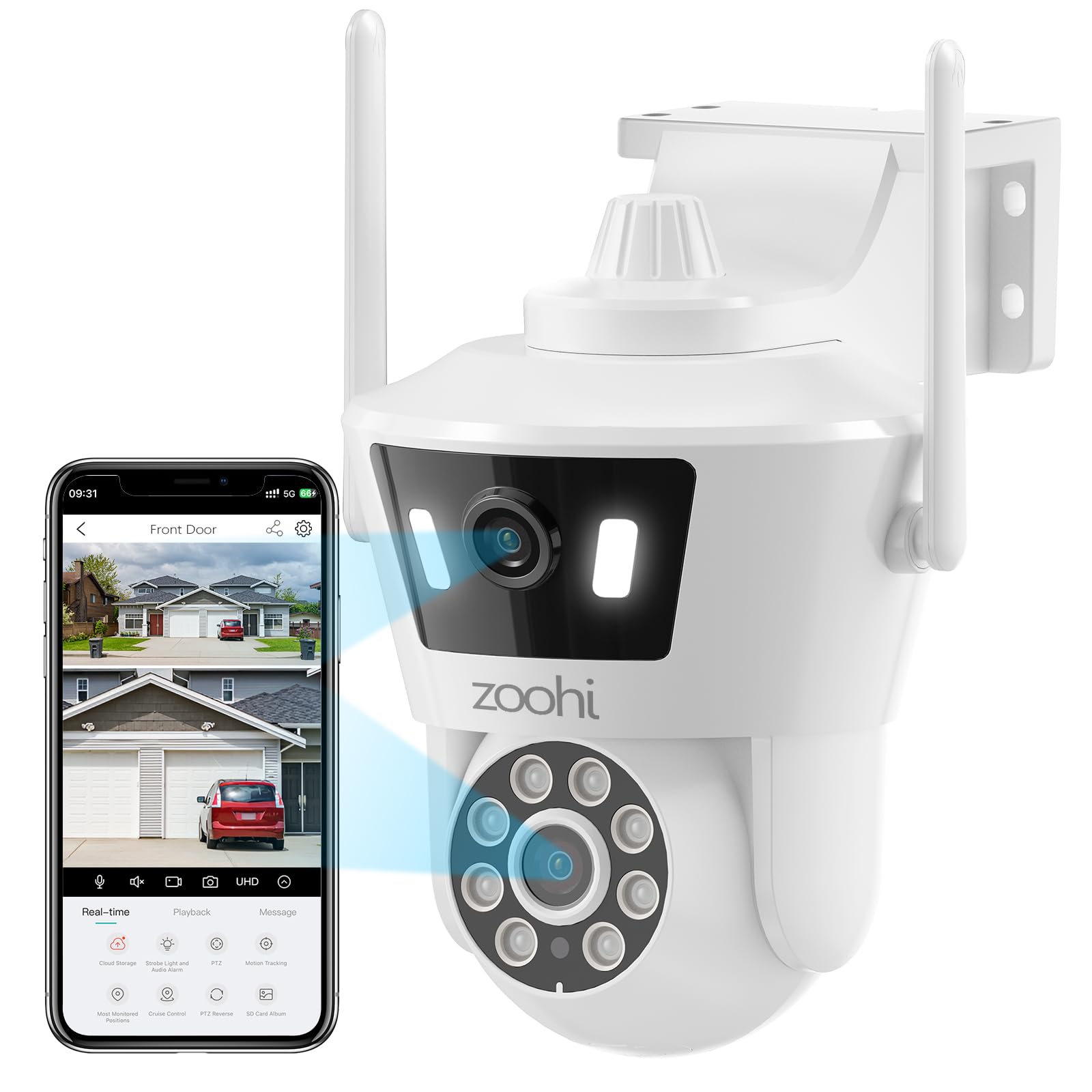 Wireless Cctv Zoohi Camera App Zoohi Outdoor Security Camera With 360°View,  Dual Lens 4MP Outdoor