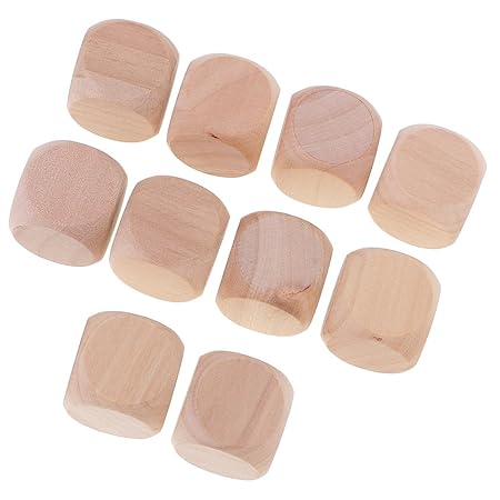 Sharplace 10 Stk. 30mm D6 Sechsseitig Leere Holzwürfel, DIY Blanko Würfel