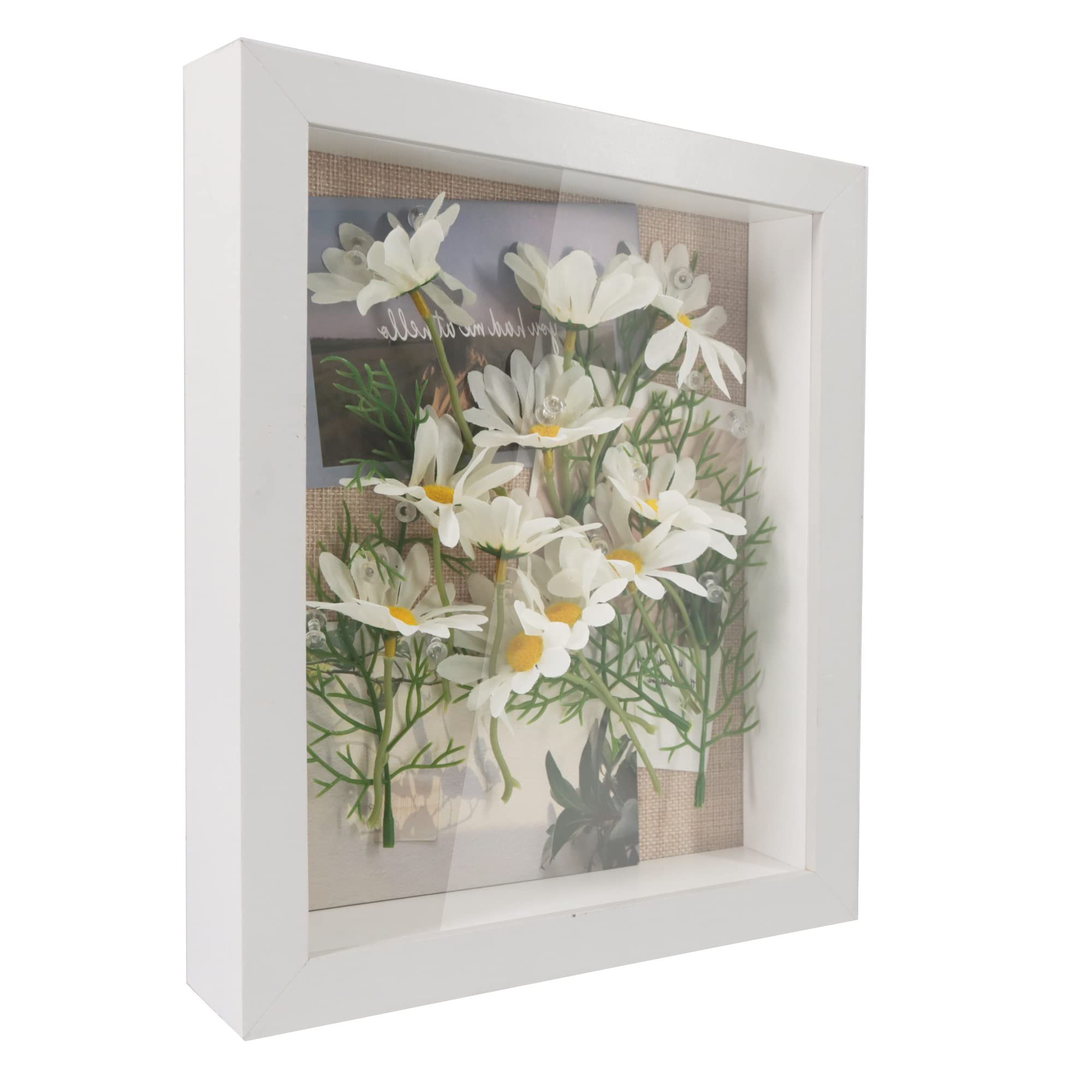 GraduationMall 8x10 3D White Shadow Box Frame Deep Display Frame with Linen Back,Ideal for Memorabilia Pictures Flowers Medals Tickets,Tabletop and Wall Hanging