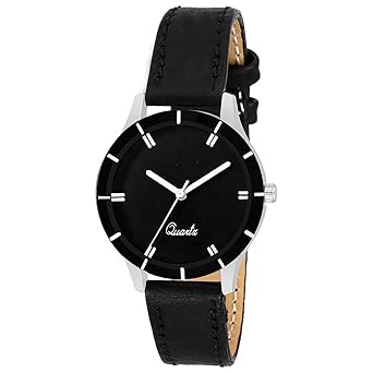 Acnos Premium Uniqe Design Black Dial and Black Leather Belt Analog Watch for Women Pack of - 1 (605-Black)