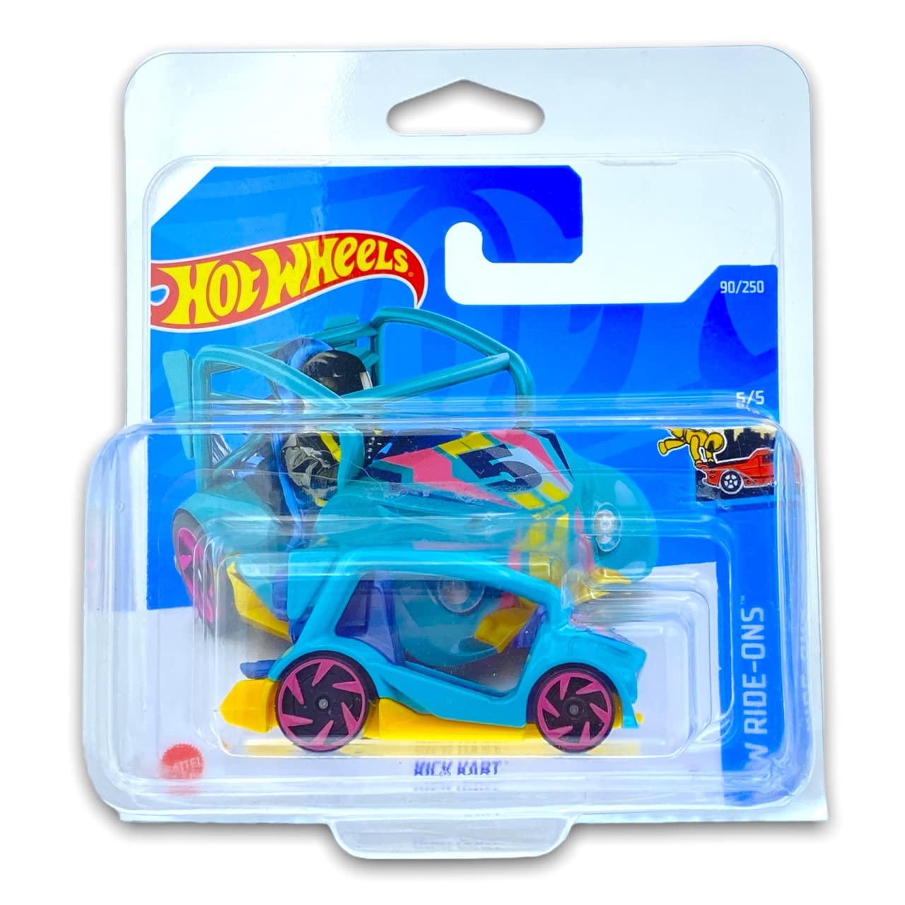 Hot Wheels Kick Kart (Turquoise/Yellow) 5/5 HW Ride-Ons 2022 - 90/250 (Short Card) *** COMES IN A KLAS CAR KEEPER PROTECTIVE COLLECTORS CASE *** HCX06