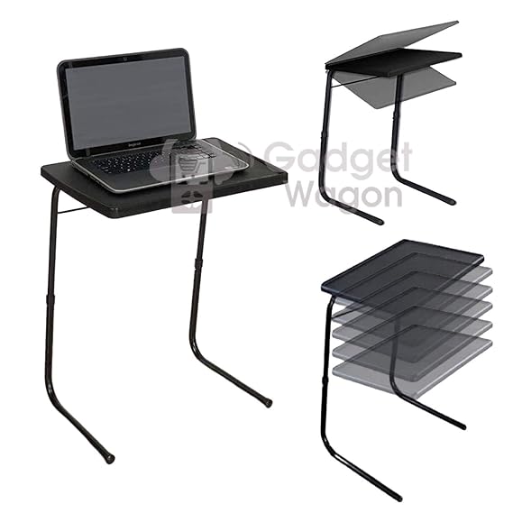 Gadget Wagon Table Black Strong and Sturdy for Studies, Laptop, Patient Dining, Foldable, Multi