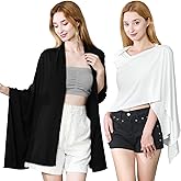 Hahafelt 2 Pcs Sun Shawl for Women UV Sun Protection Travel Shawl Wraps UPF 50+ Beach Summer Travel Scarf(Black,White)
