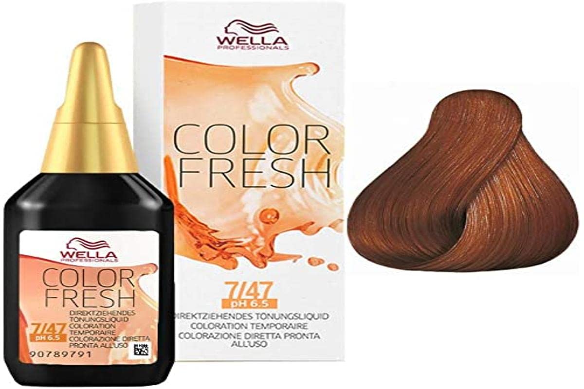 Wella Colour Fresh Semi-Permanent Hair Colour, No. 7/47 Medium Blonde Red-Brown, 75 ml