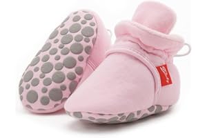 Bellocasa Infant Baby Boys Girls Cozy Fleece Booties Stay on Slippers Non Slip Soft Gripper Sock Shoes Toddler First Walker Newborn Crib Birthday Shower Gift