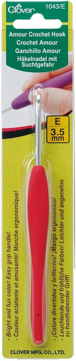Clover Amour Crochet Hook 3.5mm Multicolour Easy Grip Handle