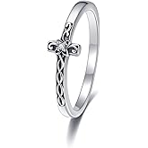 ONEFINITY Cross Ring Sterling Silver Sideways Filigree Cross Ring Faith Inspirational Jewelry for Women Men