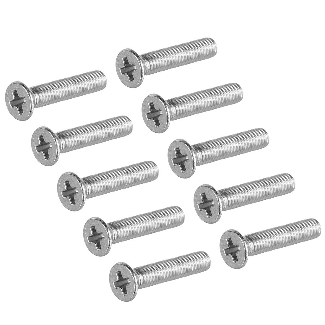 sourcing map M3x16mm Flat Head Machine Screws, Phillips Cross Screw, 304 Stainless Steel, Fasteners Bolts 50Pcs