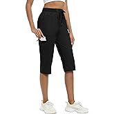MoFiz Capri Pants for Women Lightweight Ice Cool Capris for Women Casual Summer Trip Loose Shorts with Zipper Pockets