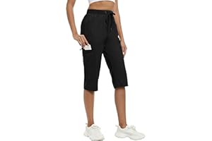 MoFiz Capri Pants for Women Lightweight Ice Cool Capris for Women Casual Summer Trip Loose Shorts with Zipper Pockets