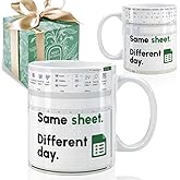 Puouoonyi Funny Excel Mugs Same Sheet Different Day, Accountant Gifts, Spreadsheet Mug, Funny Accountant Coffee Mugs Gift for Boss CPA Coworker Finance Banker Christmas Birthday Graduation Gift