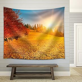 Colorful Autumn Landscape. Carpathian Mountains, Ukraine, Europe. - Fabric Wall Tapestry Home Decor - 51x60 inches