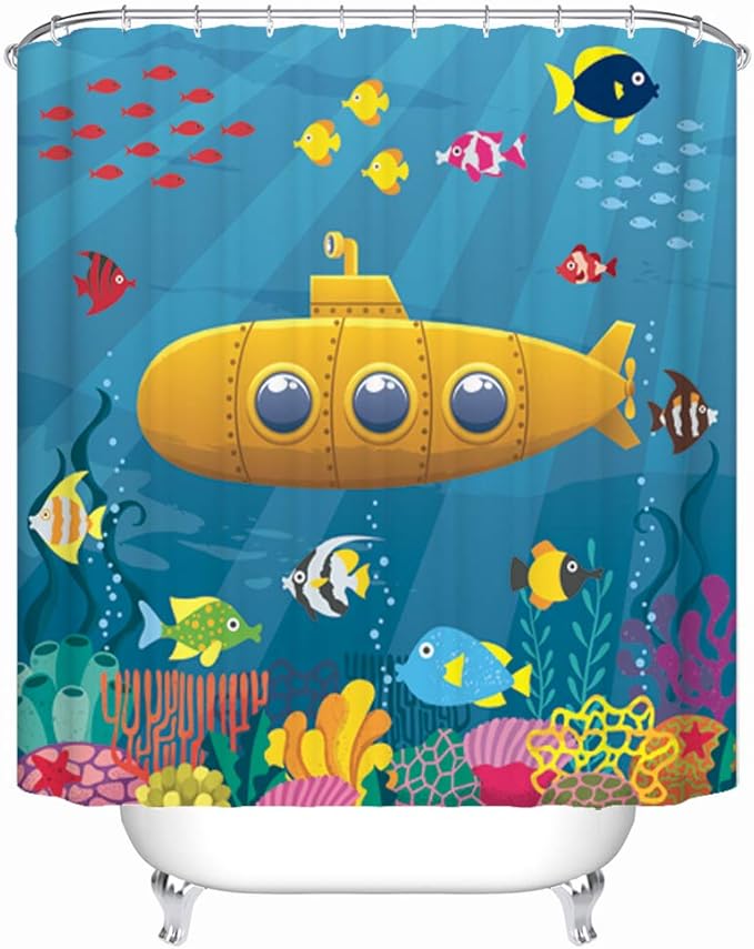 Maxwelly Undersea World Shower Curtain Submarine Bathroom