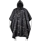 Fousam Camo Rain Poncho, Multi Use Waterproof Rain Coat