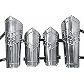 Handmade Medieval Steel Arm & Leg Guard Set | Functional LARP Greaves and Bracers with Adjustable Leather Straps | Wearable Armor for Cosplay, Reenactment & Halloween Costume.