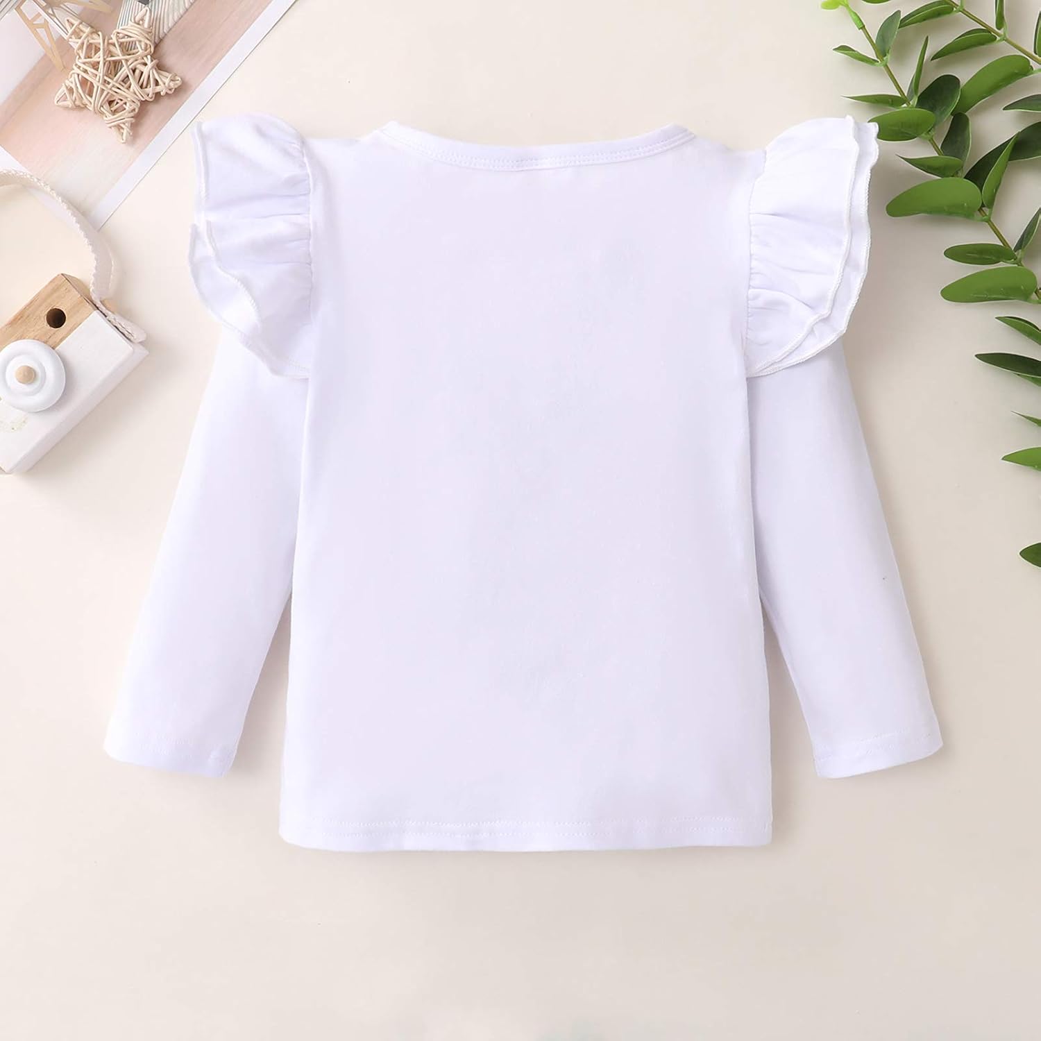 LYSMuch Toddler Baby Girls Ruffle Top Kids Cotton Outfit Solid Color Clothes: Clothing