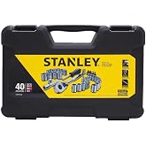 STANLEY 1/4 and 3/8 in. Mechanics Tool Set, 40 Pc, Socket Set (STMT71648) | High-alloy steel, SAE and metric, 72-tooth ratchet, 29 sockets, 6 bits, storage case, full polish