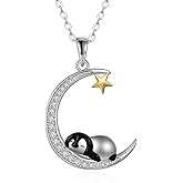 MONGAS Penguin Necklace Sterling Silver Hugging Penguins Necklace Penguin Jewelry Penguins Gifts for Women