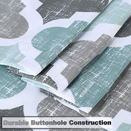CAROMIO Fabric Shower Curtain 84 Inch Long, Geometric Quatrefoil Pattern Poly-Cotton Farmhouse Shower Curtain Extra Long, Aqua/Mint/Grey, 72x84 Inches