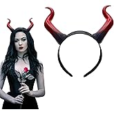 Red Black Devil Horns Headband Gothic Devil Dress Up Hair Hoop Halloween Cosplay Party Costume Hair Accessories for Women