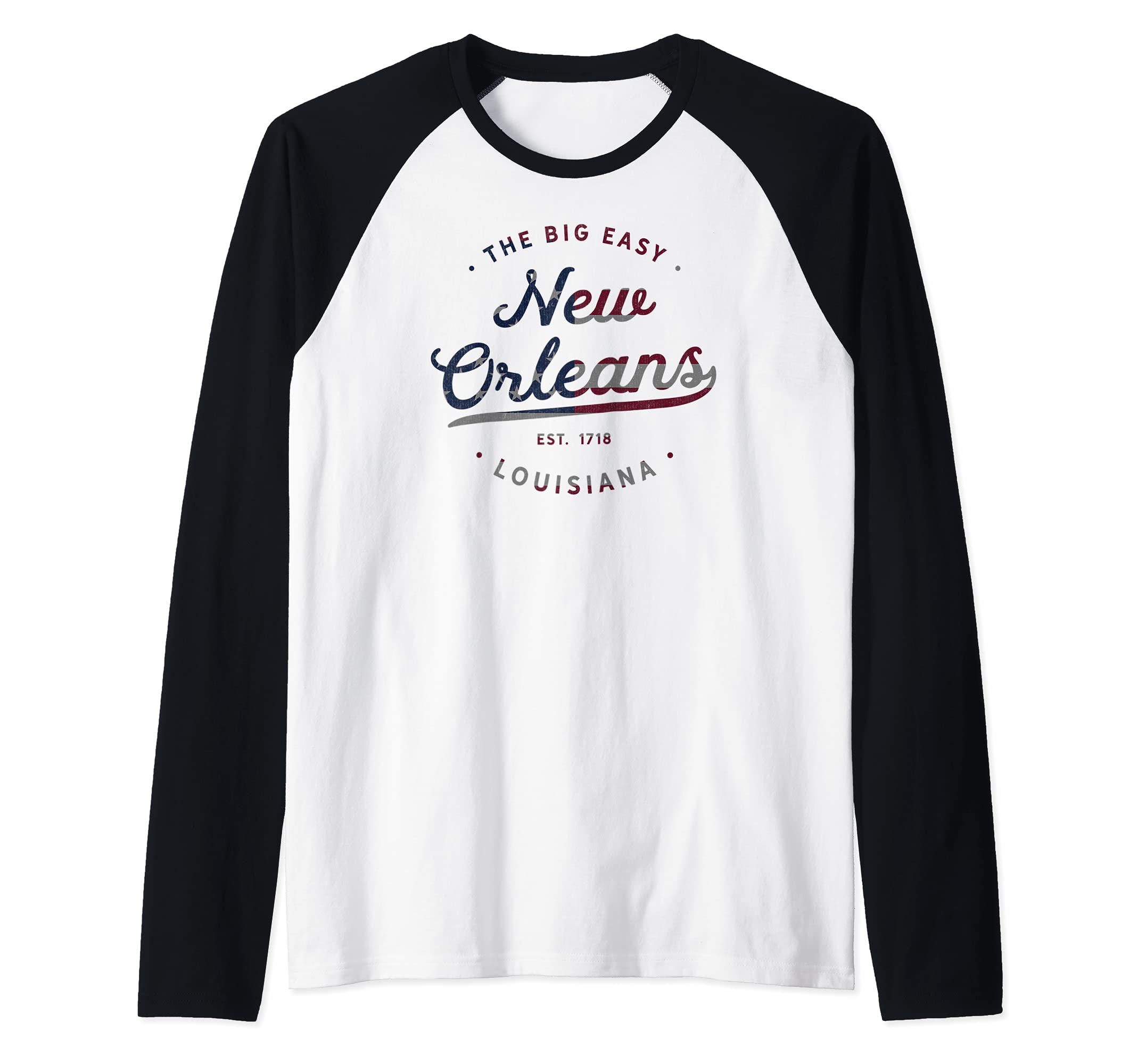 American Flag New Orleans NOLA Big Easy USA Pride Souvenir Raglan Baseball Tee