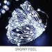 Bright Zeal 33 Ft 100 LED Silver Wire Fairy Lights Battery Operated with Timer Outdoor Waterproof - Cool White String Lights Outdoor Wedding Starry String Lights Silver - Firefly Lights Outdoor