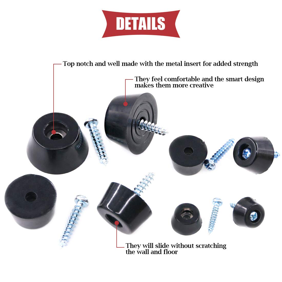 4Size Round Black Rubber Feet Bumpers Pads with Matching Screws with