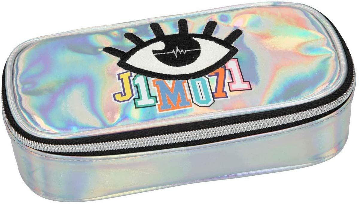 Depesche 10506 Pencil Case with Pen Loops and Triangle Compartment Lisa and Lena J1MO71 Holo Silver Multi-Coloured