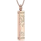 Imrsanl Tree of Life Urn Necklace for Men Women Bar Cremation Jewelry for Ashes Keepsake Ashes Necklace Pendent