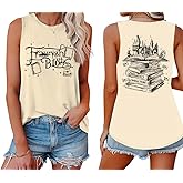 Tewmeu Flourish and Blotts Tank Tops Cute Book Graphic Tshirts for Women Wizard Magical Costume Clothes