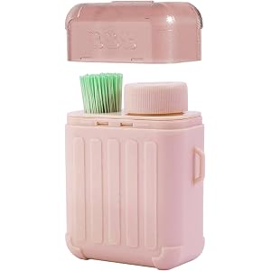 Ameble Ear Hole Cleaner Kit with 240PCS Disposable Piercing Cleaner Floss and 15ml Rose Fragrance Cleaning Solution for Women
