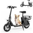 RIDWIND Electric Scooter with Seat, E-Scooter for Adults 672W Peak Motor, 36V 8Ah Electric Scooter for Adults with Seat Speed up to 18.5MPH, 25 Miles Range, Commuting Bicycle with Basket for Men Women