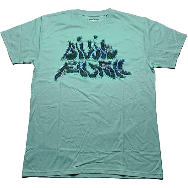 Billie Eilish T Shirt Neon Logo Billie Official Unisex Blue