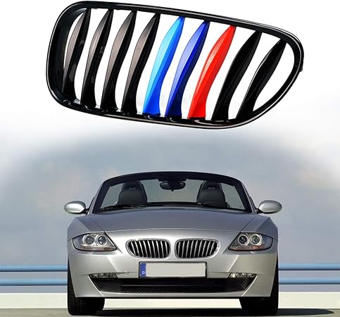 Amazon 車のフロントグリルトリムストリップにとってbmw 02 08 Z4 E85 3カラー Mカラーフロントグリルバックル エンブレム ドレスアップカバー エンブレム 車 バイク