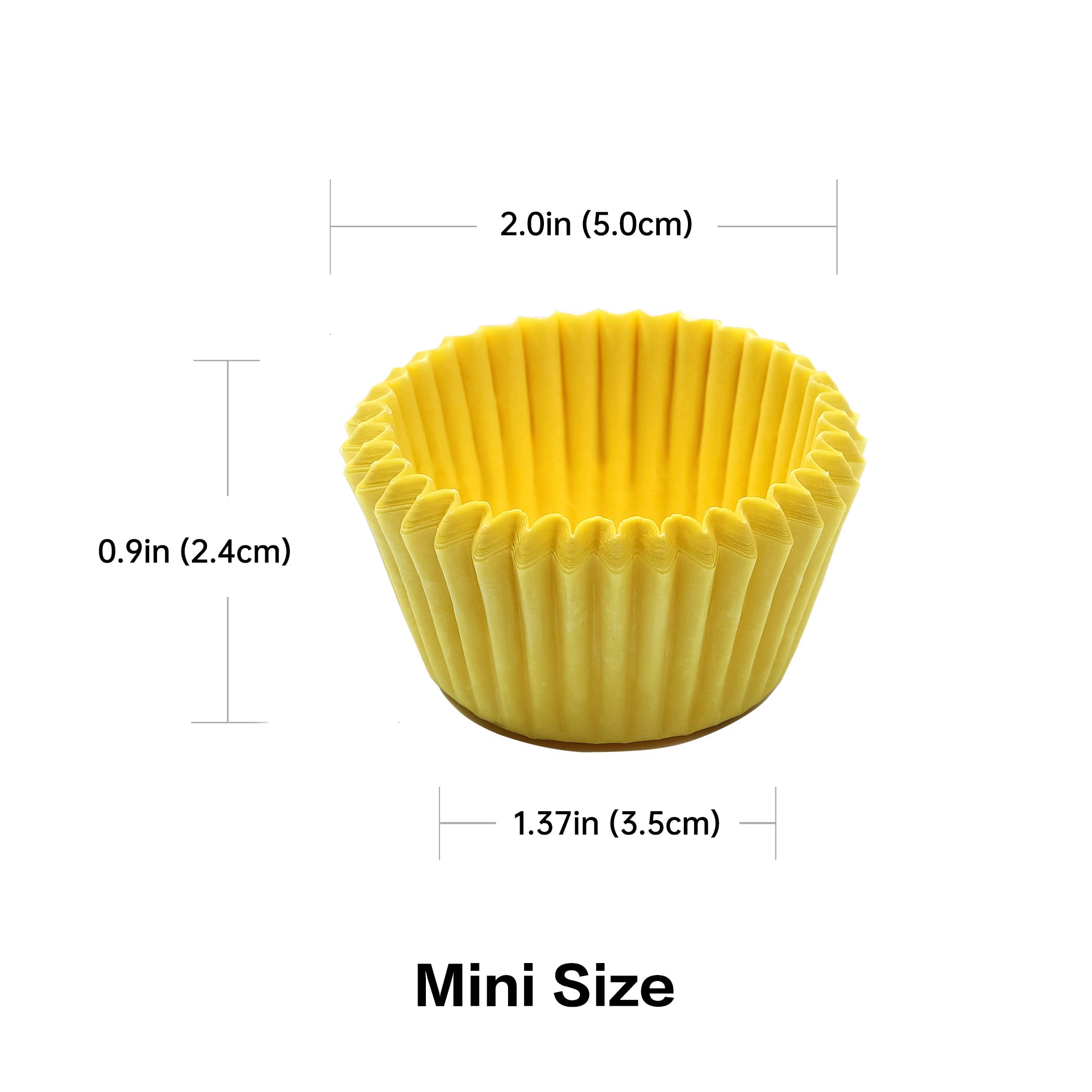 Bake Choice 400pcs Yellow Mini cupcake liners for baking, parchment