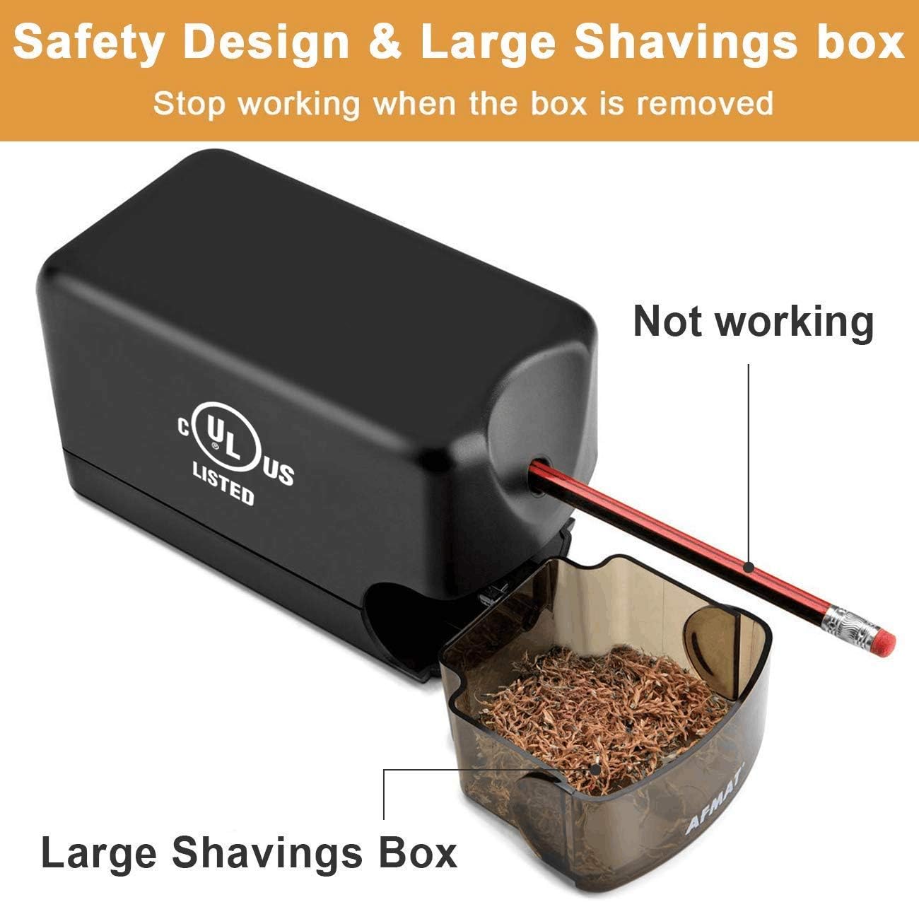 AFMAT Electric Pencil Sharpener Heavy Duty, Classroom Pencil Sharpener for 6.5-8mm No.2/Colored Pencils, UL Listed Industrial Pencil Sharpener w/Stronger Helical Blade, Best School Pencil Sharpener : Office Products