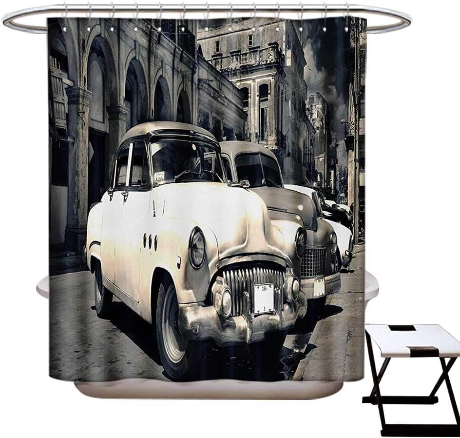 BlountDecor Vintage Car Shower Curtains Sets Bathroom Panoramic View
