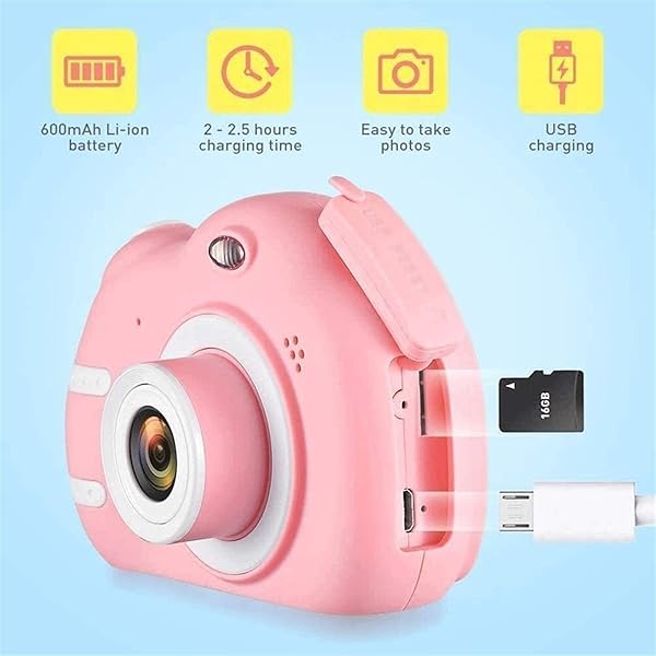 Sdesign Kids Digital Camera Rechargeable Selfie Camera Digital Child Camcorder with 2 4 inches Screen HD 8MP1080P Dual Lens Birthday Gifts for 3 12 Year Olds Girls Color Pink