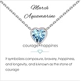 Qings Birthstone Heart Women Necklaces, 925 Sterling Silver Birthstone Pendant Necklace, Adjustable Chain Gift Box, 12 Months Jewellery Valentines Gift For Her Wife Mom Birthday Wedding