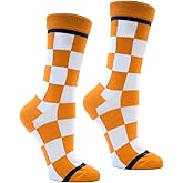 Tennessee Checkerboard Orange and White Women's Socks | Apparel Gift for Tennessee Vols | University of Tennessee Socks | Gift for TN Volunteer Fans and Alumni