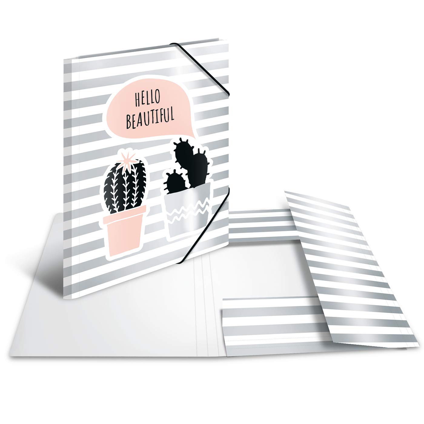 HERMA Elastic Folder Fashion & Style with Cactus Motif, A4, Sturdy Cardboard, with Inner Print, 1 Span Folder
